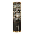 Glam Glossy Glass Gold Metal Rounded Display Corner Cabinet