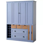 Whisen 71 Tall Freestanding Kitchen Pantry, Large Dining Storage Cabinet Cupboard Sideboards With 4 Foldable Doors, Shelves, Wine Racks