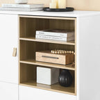 Multifunctional Storage cabinet with door, modern sideboard cabinet, wooden storage cabinet, leather handle drawer cabinet