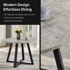 Roundhill Furniture Edo 5-Piece Dining Set, Round Trestle Table and 4 Upholstered Chairs