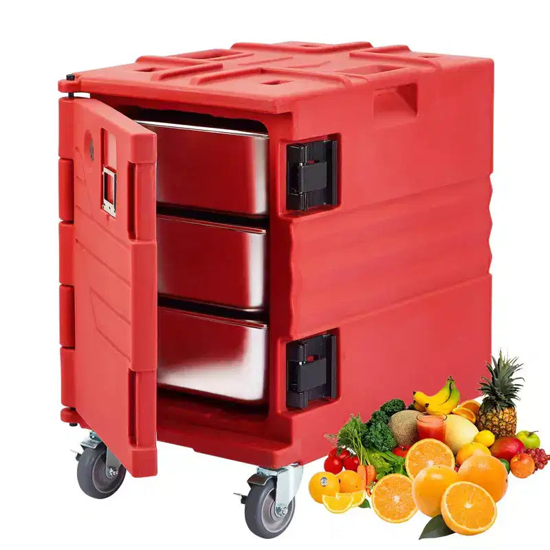 Premium Catering Food Warmer - Insulated Hot/Cold Carrier for 6 Full-Size Pans with Heavy-Duty Casters
