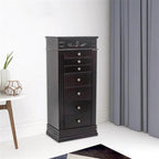 Stylish Jewelry Armoire with Mirror and Necklace Hooks - 18.5 x 12 x 42
