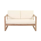 Acacia Wood Patio Furniture Set, Outdoor Conversation Set with Coffee Table and Soft Cushions for Backyard, Porch, and Balcony, Beige - Merax