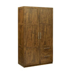 White Wood Wardrobe Armoire Storage Cabinet with Doors,Drawers,Hanging Rod