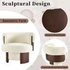 Whisen 360 Swivel Barrel Chair with Sculptural Bentwood Design, Solid Wood Frame, 32 Wide, Versatile for Living Room and Bedroom