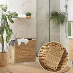 Casafield 2-Section Laundry Hamper with Lid and Removable Liner Bags, Woven Water Hyacinth Laundry Basket Sorter for Clothes