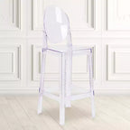 Emma and Oliver Ghost Barstool with Oval Back in Transparent Crystal