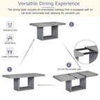 Contemporary 6-Piece 78inch Extendable Pedestal Dining Table Set