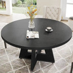 47 Inch Round Dining Table for 4, Wood Kitchen Dinner Table for Kitchen Dining Living Room - N/A
