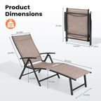 Pellebant 2PCS Adjustable Aluminum Patio Chaise Lounge Chair - N/A