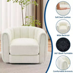 2 PCS Swivel Accent Chair, 360 Rotation Teddy Fleece Barrel Armchair, Sturdy Base, Beige for Living Room Bedroom Office