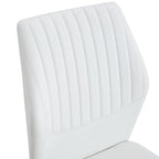 Luxury Simple Chair Set of 6 PU High Resilience Dining Chair with Metal Silver Leg Kitchen Armless Side Chair