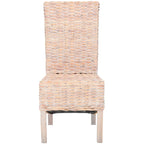 Set of 2 Natural Wicker Dining Chairs 19W x 22D x 41H, Boho Coastal Style