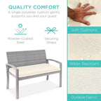 Best Choice Products 2-Person Outdoor Wicker Bench Garden Patio Porch Furniture w/ 700lb Capacity, Cushion