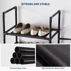 10-Tier Sturdy Metal Shoe Rack with Removable Fabric Shelves, Tall Space-Saving Corner Organizer for Closet, Entrance, Living Room