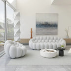 2PCS 3D Honeycomb Fabric Upholstered Bubble Sofa, 3 Seater Bubble Couch and Single Sofa for Living Room