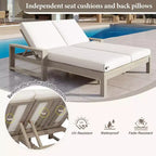 Polibi Double Outdoor Lounge Chair with 5-Position Adjustable Backrest
