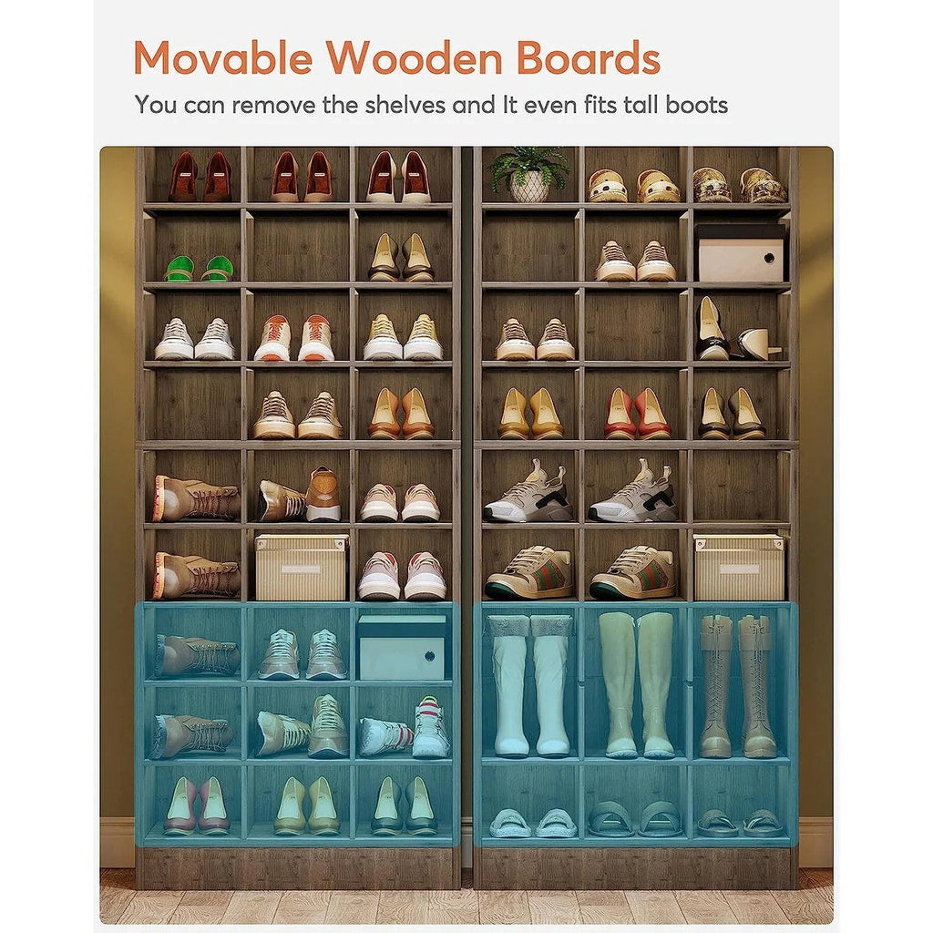 30 Pairs Tall Shoe Cabinet, 10 Tiers White Wooden Shoe Storage Rack for Closet, Entryway - 10-tier