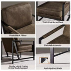 Yaheetech Set of 2 Retro Upholstered Lounge Arm Chairs with Metal Arms, Removable Seat & Back Cushion