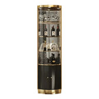 Glam Glossy Glass Gold Metal Rounded Display Corner Cabinet