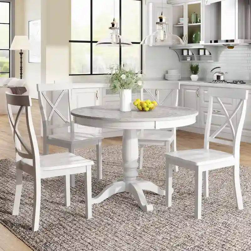 5 Pieces Dining Table and Chairs Set for 4 Persons