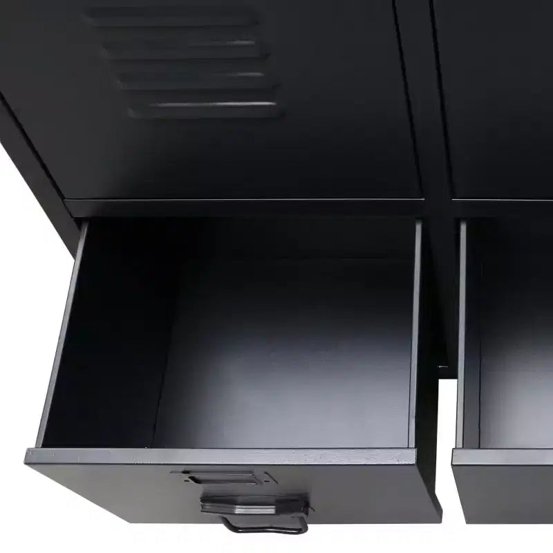 vidaXL Wardrobe Black Sheet Metal Medium Adjustable Shelves
