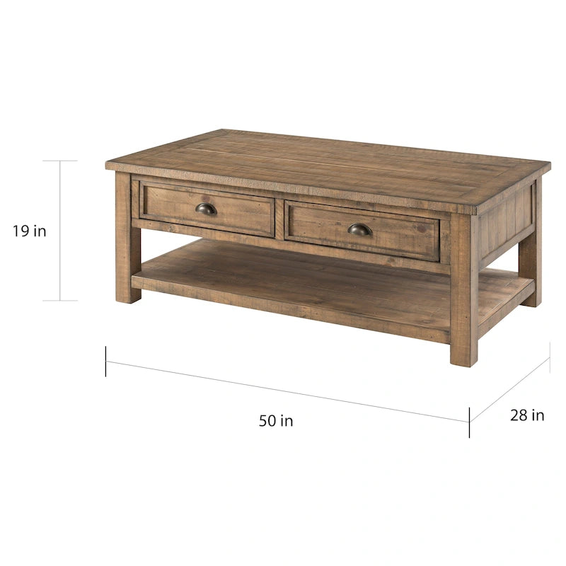 The Gray Barn Downington Solid Wood 2-Drawer Coffee Table