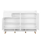 Sleek and Contemporary Shoe Cabinet with Adjustable Shelves, Minimalist Home Organizer with Solid Wood Legs