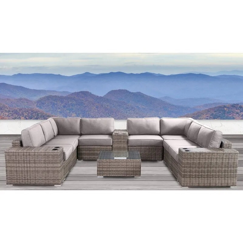 LSI Antibes Grey Wicker/Aluminium 12-piece Conversation Set