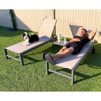 PURPLE LEAF Patio Chaise Lounge Set for 2 Outdoor Chaise Lounger Chair with Aluminum Frame