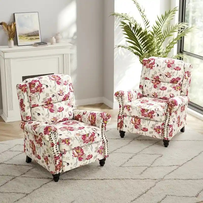2 Set Modern Padded Seat Recliner Chair with PU Leather/Fabric