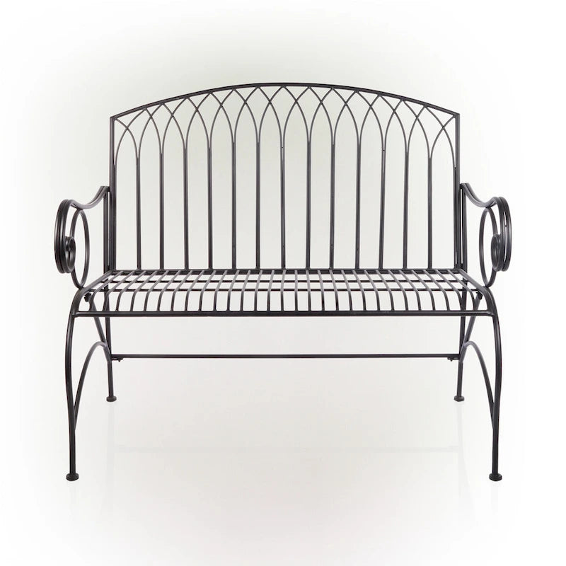 Alpine Corporation 44L Indoor/Outdoor 2-Person Classic Metal Garden Bench