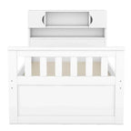 Twin/Full Size Captain Platform Bed with 4 Drawers and Storage Shelves, Solid Wood Bed Frame with Storage Bookcase Headboard