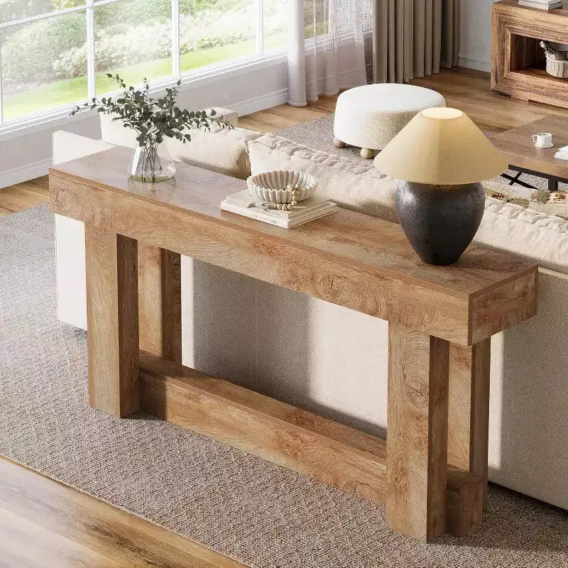 62.99-Inch Wood Console Table, 2-Tier Narrow Long Farmhouse Entryway Table