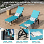 Outdoor Lounge Chair Set of 2  5-Position Adjustable Recliner, Textilene Fabric, 76 Pool Chaise for Patio, Garden & Poolside