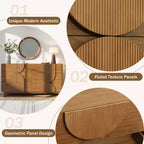 6-Drawer Modern Geometric Dresser, Half-Circle Accent Wide Storage Chest for Bedroom & Living Room