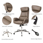 Glitzhome 48-inch Mid-century Adjustable Swivel Faux Leather Office Chair