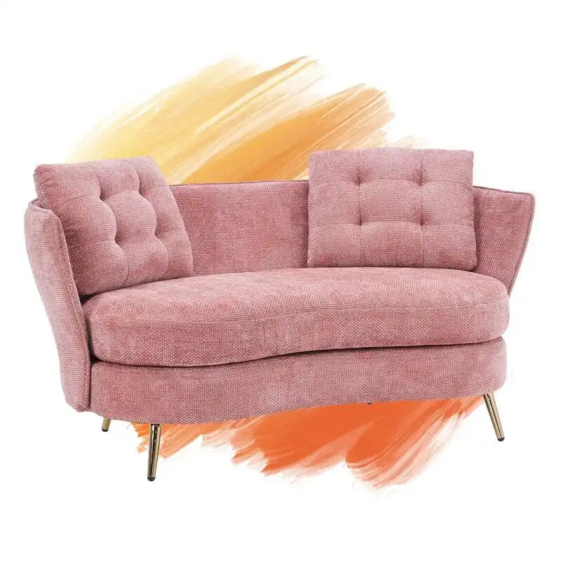 Upholstered Couch with Golden Metal Legs Club Loveseat Sofa for Living Reading Room ,Bedroom ,Apartment, Small Space Dorm