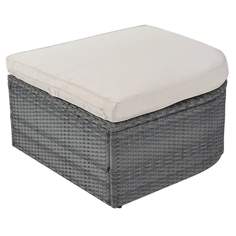 Outdoor Gray Wicker Daybed with Cushions and Retractable Canopy