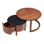 Modern Nesting Coffee Table with Drawer, Round Center Table with storage for Living Room