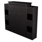 Luxystar Modern Queen Murphy Bed with 10 Storage Shelves and Upholstered Headboard, Black