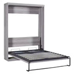 Full/Twin Size Murphy Bed Wall Bed, Wood Cabinet Bed, Gray