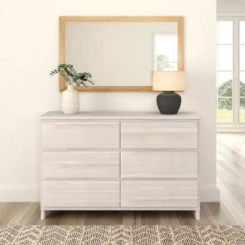 Solid Wood Farmhouse 6 Drawer Dresser