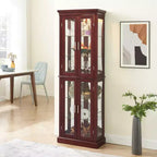 Display Cabinet, Curio Cabinet with 6 Adjustable Shelves and Tempered Glass Doors, Tall Cabinet for Living Room, Bedroom