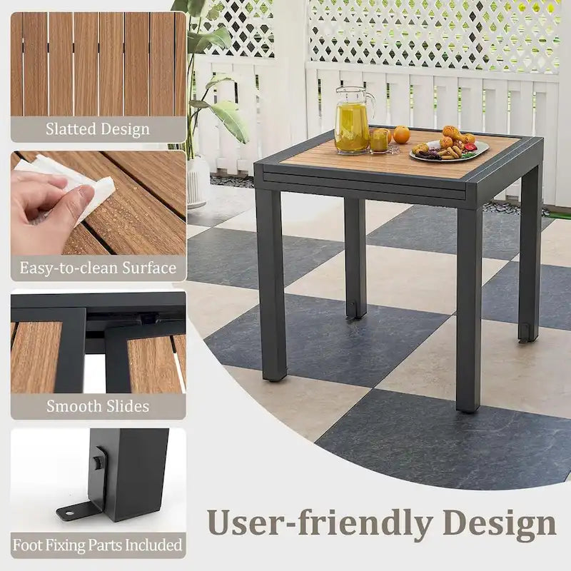 31.5-63Outdoor Extendable Patio Table L-shaped Brace Included