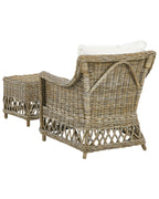 Poltrona da giardino con poggiapiedi Rattan Naturale