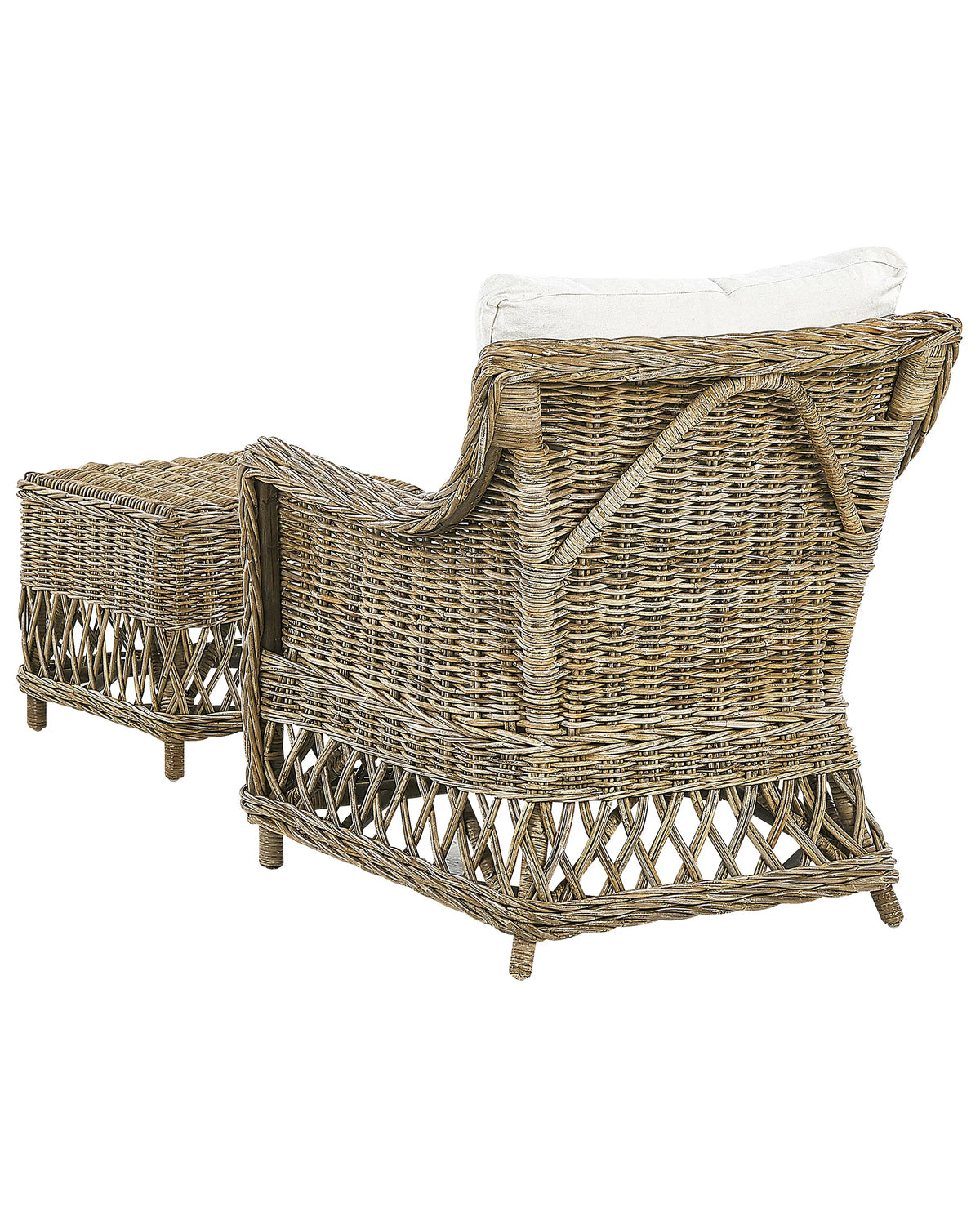Poltrona da giardino con poggiapiedi Rattan Naturale