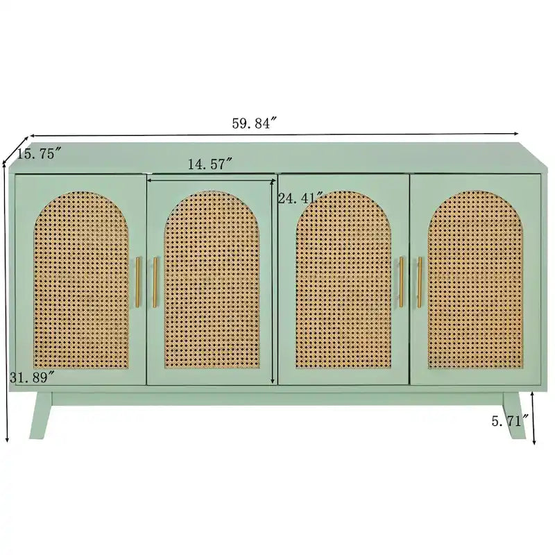 4-Door Cabinet with Rattan Doors