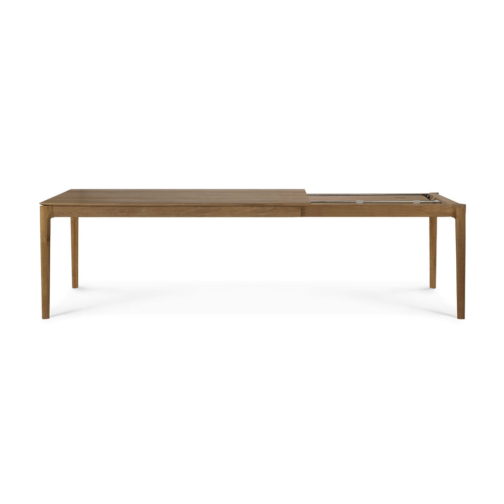 Natural Teak Extendable Dining Table with Concealed Extension Leaf for Dining Room
