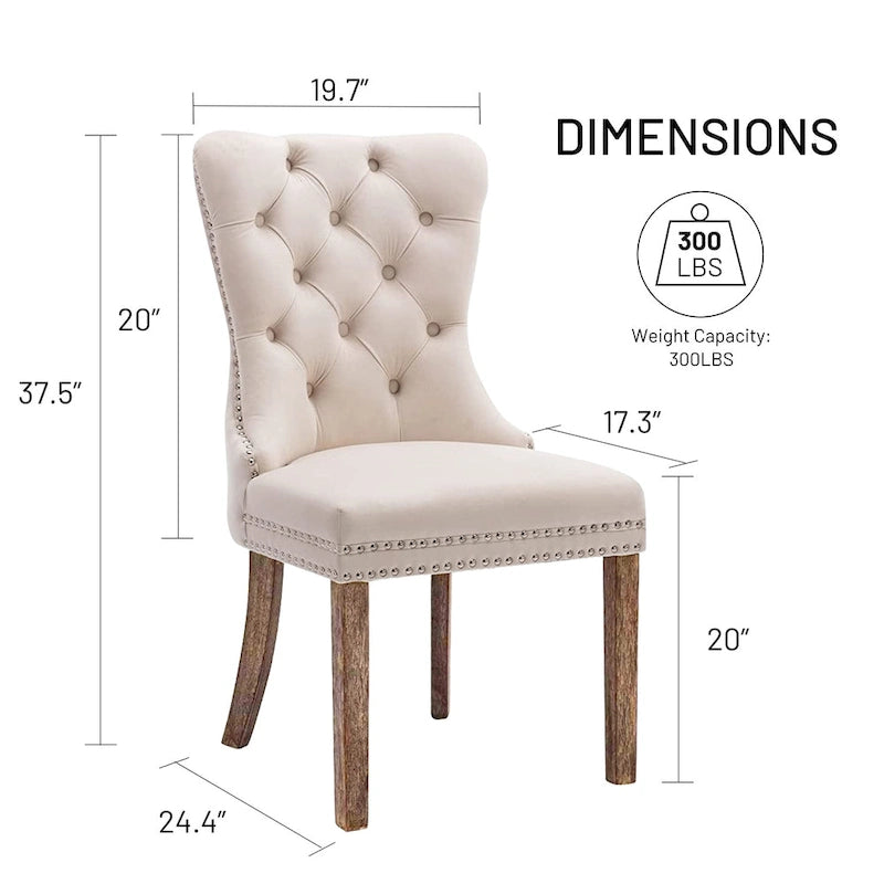 Dining Chairs Set of 6, Luxury Upholstered Velvet Kitchen Chairs Side Chair with Padded Seat Back and Solid Wood Legs - N/A